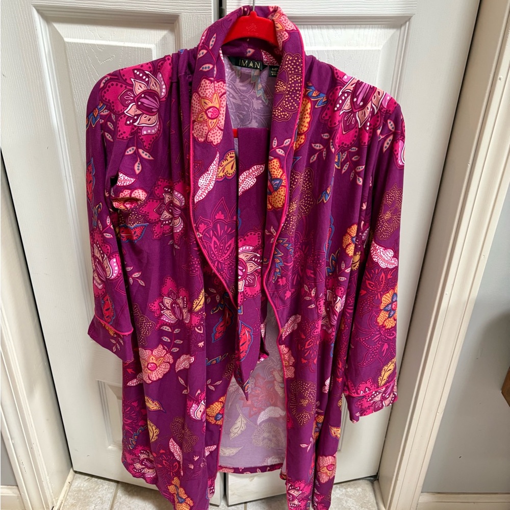 IMAN Purple and Pink Floral Kimono
More like a robe